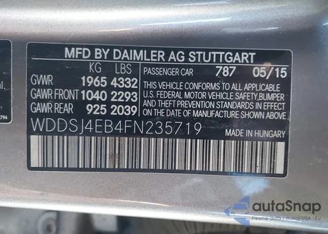2015 Mercedes-Benz Cla 250 from USA, damaged, VIN WDDSJ4EB4FN235719
